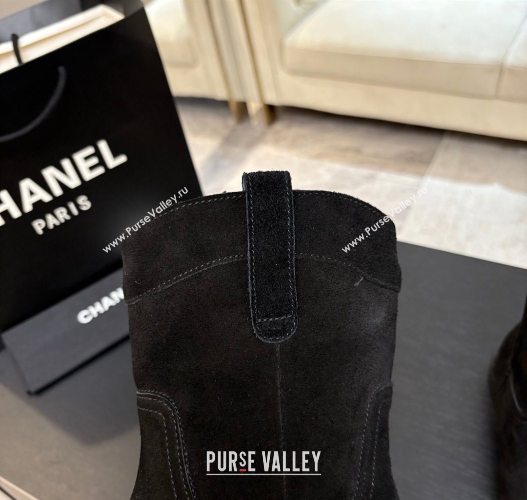 Chanel Suede Flat Ankle Boots Black 2025 CH110401 (MD-251104003)