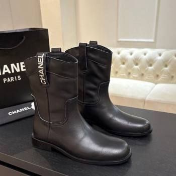 Chanel Calfskin Leather Flat Ankle Boots Black 2025 CH110401 (MD-251104004)