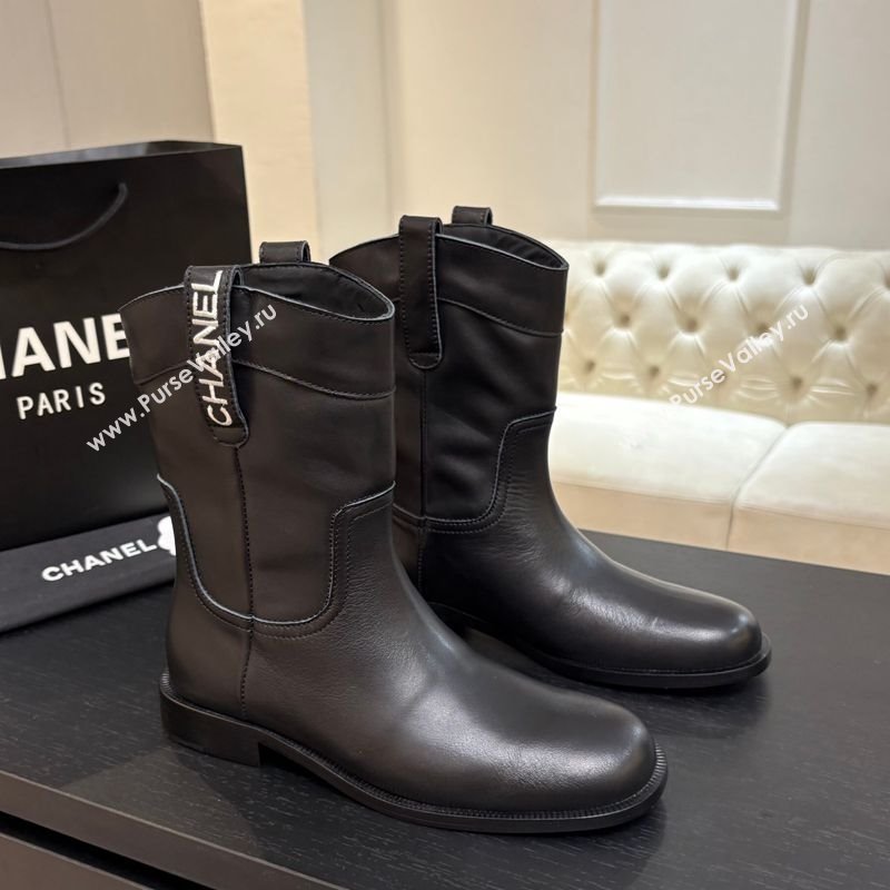 Chanel Calfskin Leather Flat Ankle Boots Black 2025 CH110401 (MD-251104004)