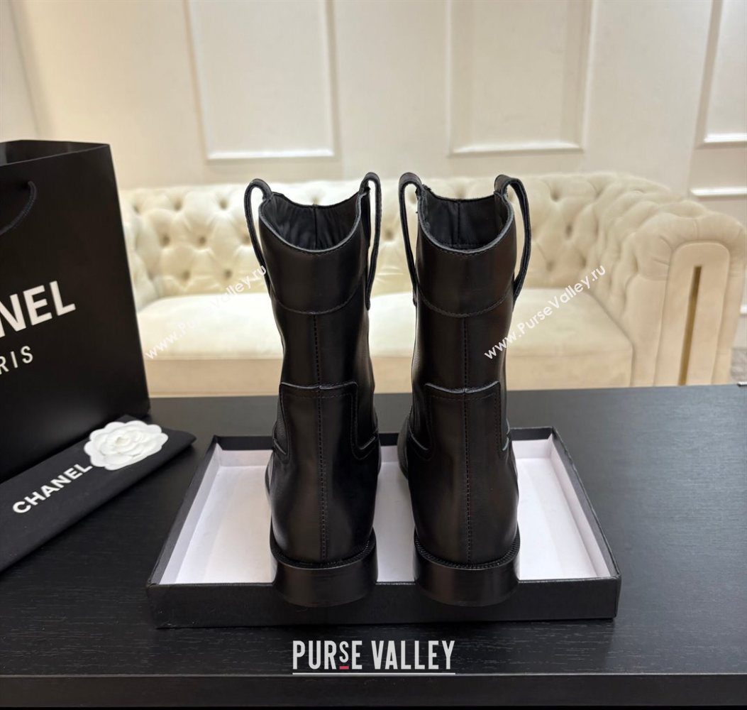 Chanel Calfskin Leather Flat Ankle Boots Black 2025 CH110401 (MD-251104004)