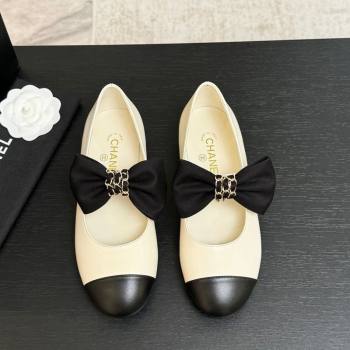 Chanel Lambskin Leather Mary Janes Ballet Flats with Bow White 2025 CH110303 (MD-251103070)