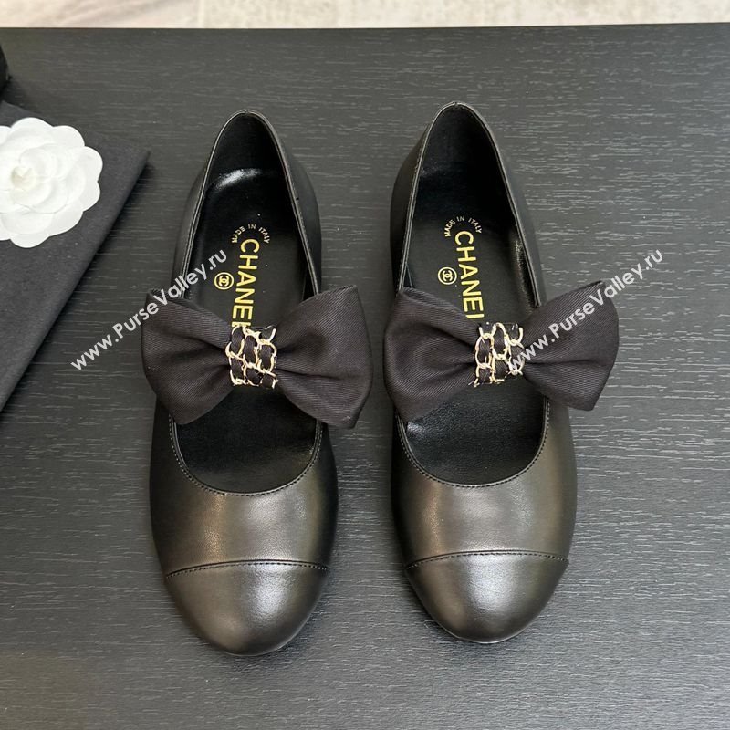 Chanel Lambskin Leather Mary Janes Ballet Flats with Bow Black 2025 CH110303 (MD-251103071)