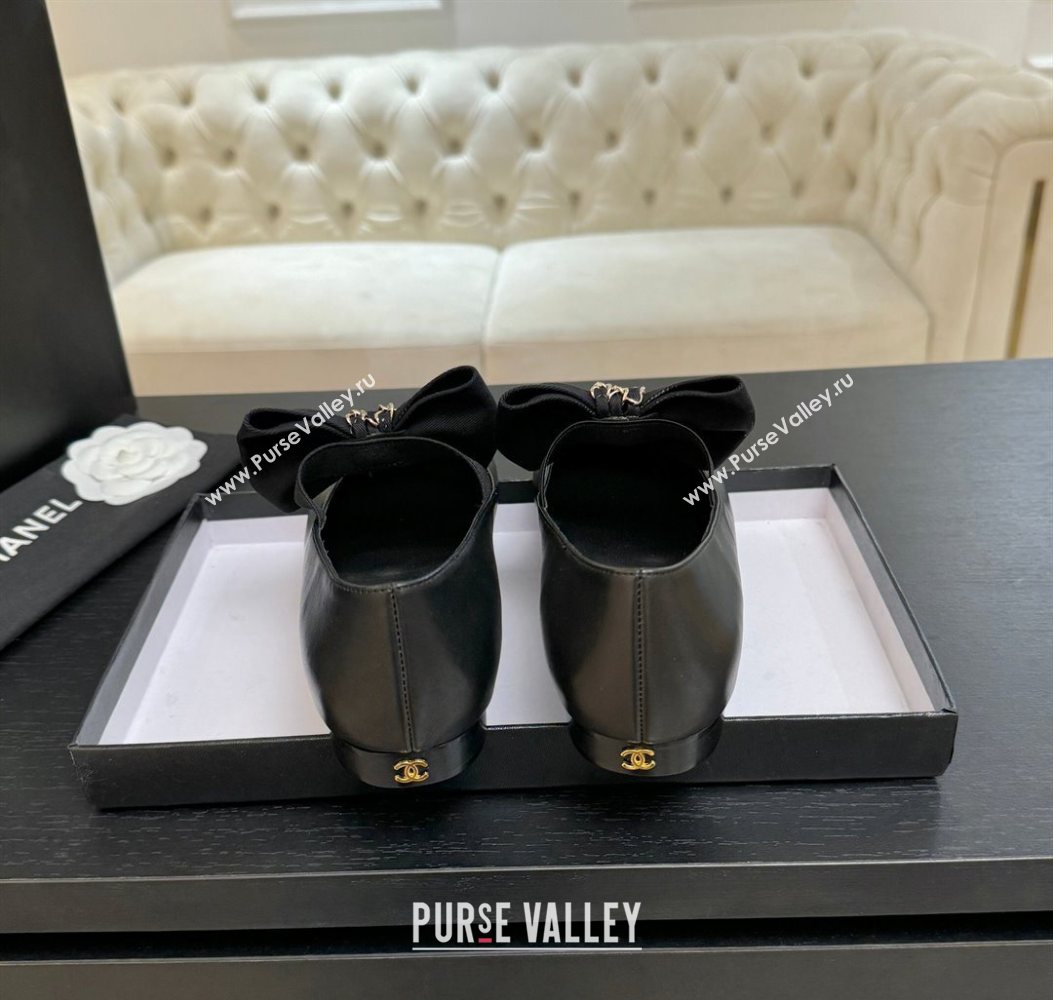 Chanel Lambskin Leather Mary Janes Ballet Flats with Bow Black 2025 CH110303 (MD-251103071)