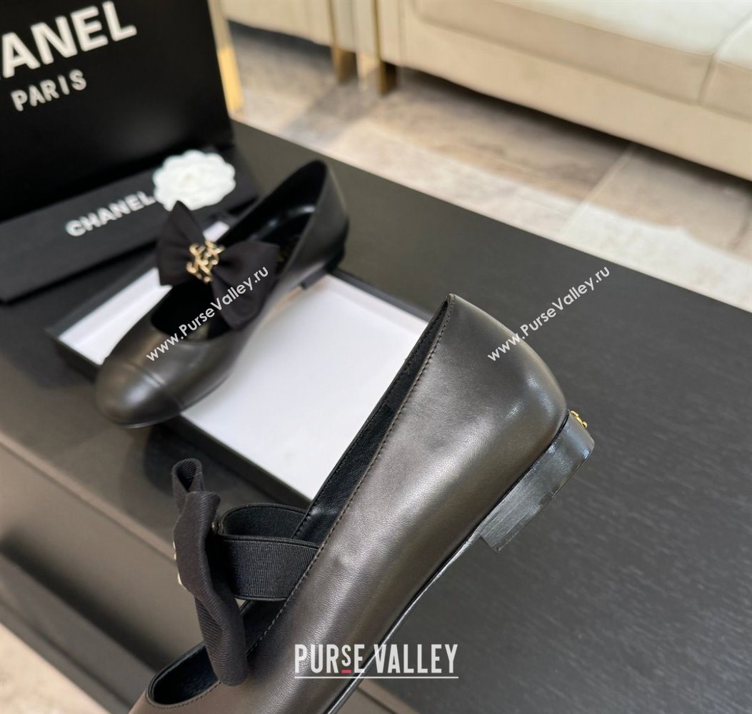 Chanel Lambskin Leather Mary Janes Ballet Flats with Bow Black 2025 CH110303 (MD-251103071)