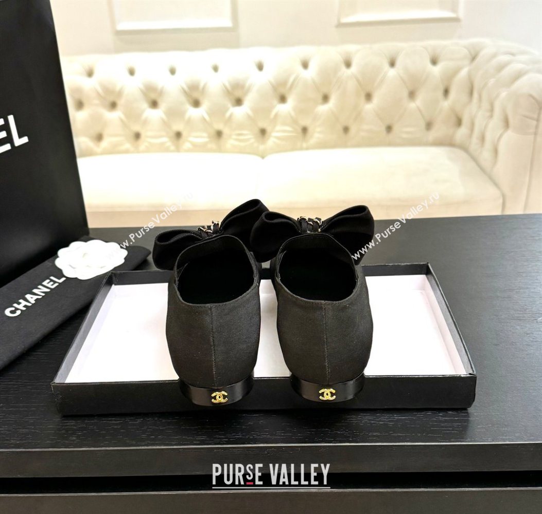 Chanel Grosgrain Calfskin Leather Mary Janes Ballet Flats with Bow Black 2025 CH110303 (MD-251103073)