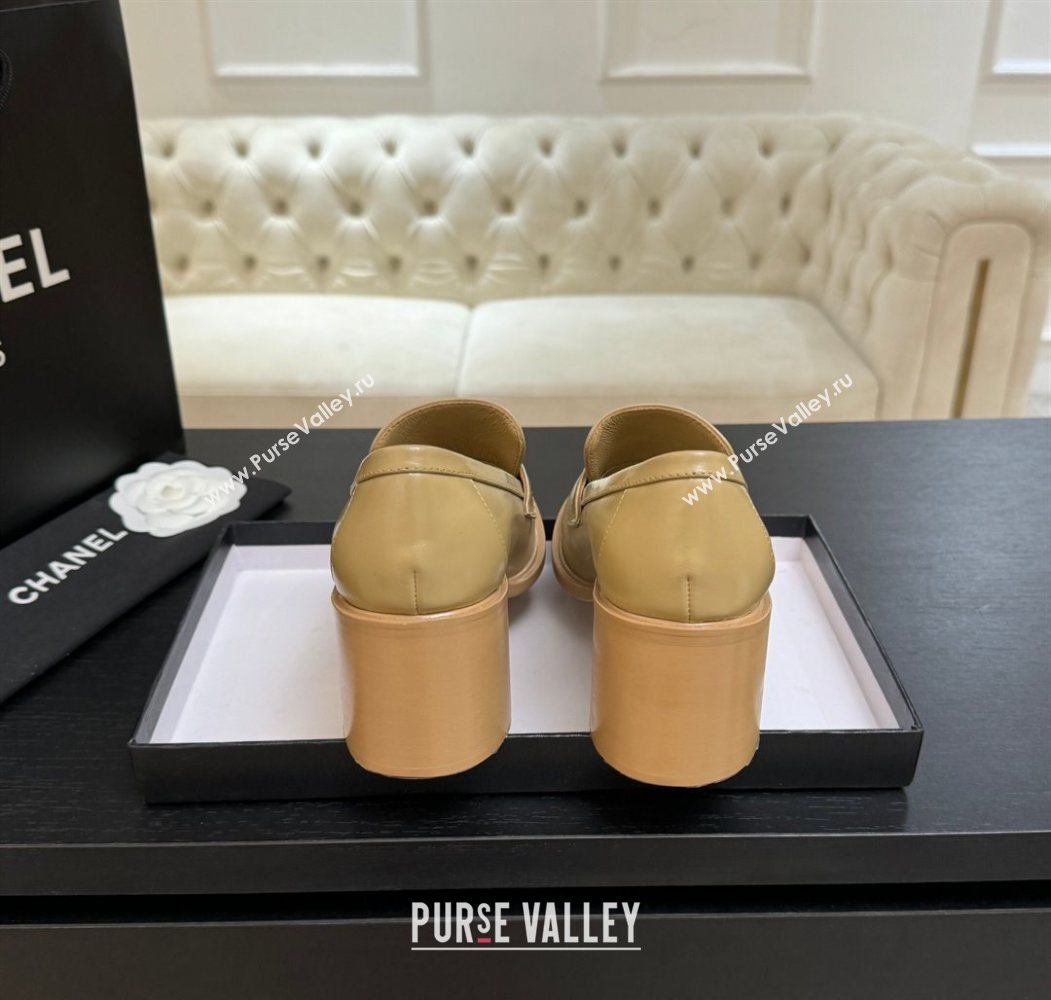 Chanel Shiny Calfskin Pumps 7cm with Button Strap Beige 2025 G46795 (MD-251031087)