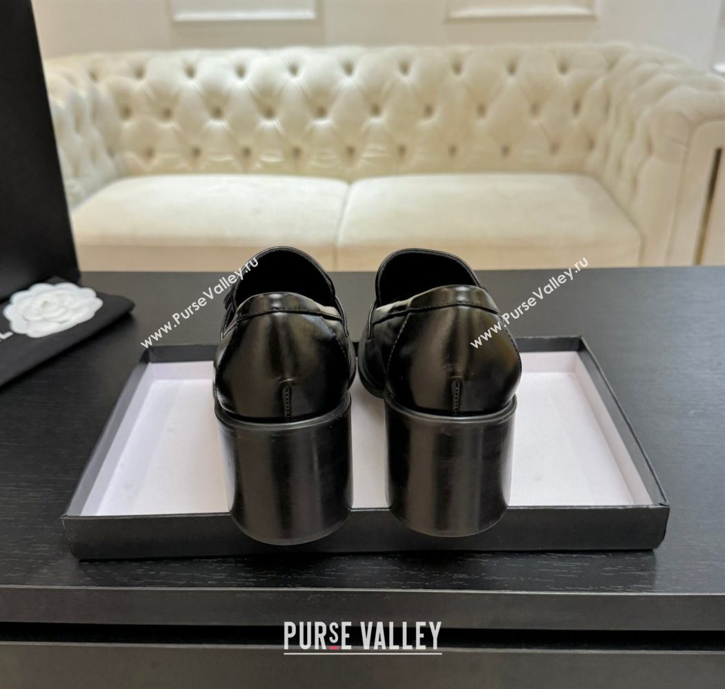 Chanel Shiny Calfskin Pumps 7cm with Button Strap Black 2025 G46795 (MD-251031088)