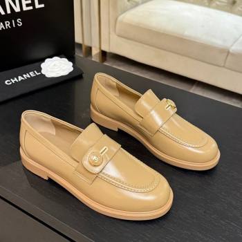 Chanel Shiny Calfskin Loafers with Button Strap Beige 2025 G46796 (MD-251031091)