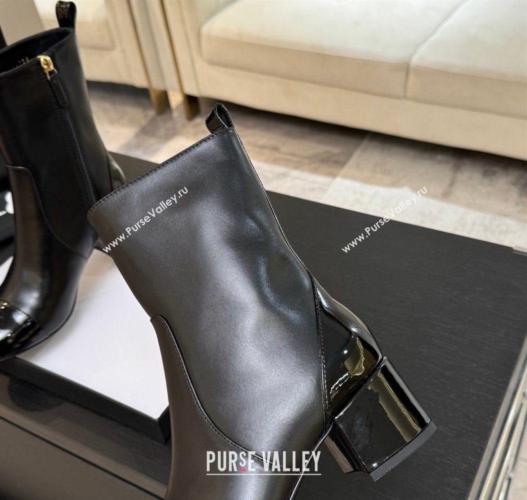 Chanel Calfskin Patent Leather Heel Ankle Boots 4.5cm Black 2025 G46789 (MD-251104016)