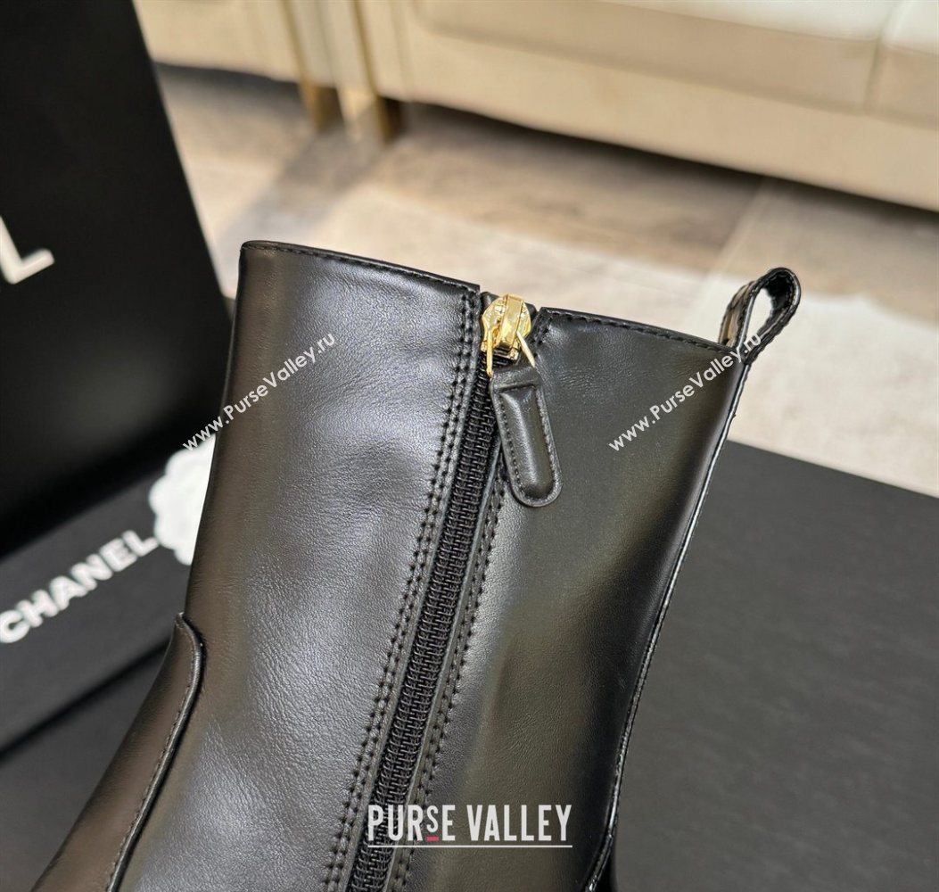 Chanel Calfskin Patent Leather Heel Ankle Boots 4.5cm Black 2025 G46789 (MD-251104016)