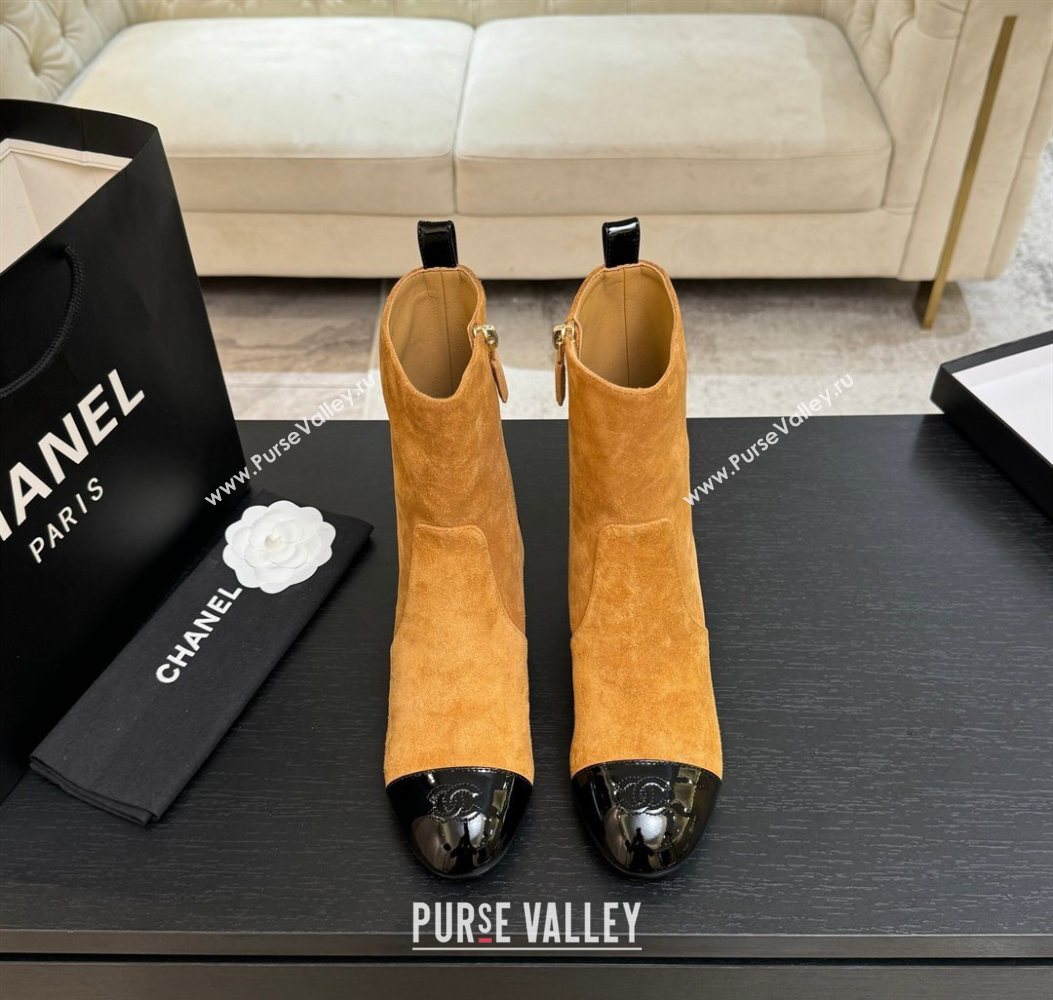 Chanel Suede Patent Leather Heel Ankle Boots 4.5cm Yellow 2025 G46789 (MD-251104018)