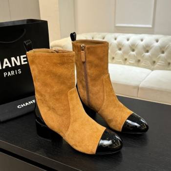 Chanel Suede Patent Leather Heel Ankle Boots 4.5cm Yellow 2025 G46789 (MD-251104018)