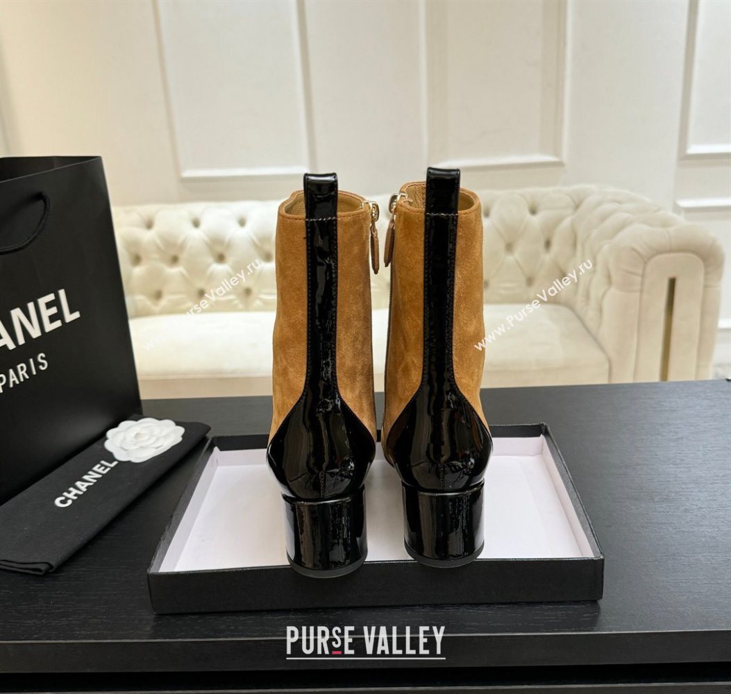 Chanel Suede Patent Leather Heel Ankle Boots 4.5cm Yellow 2025 G46789 (MD-251104018)