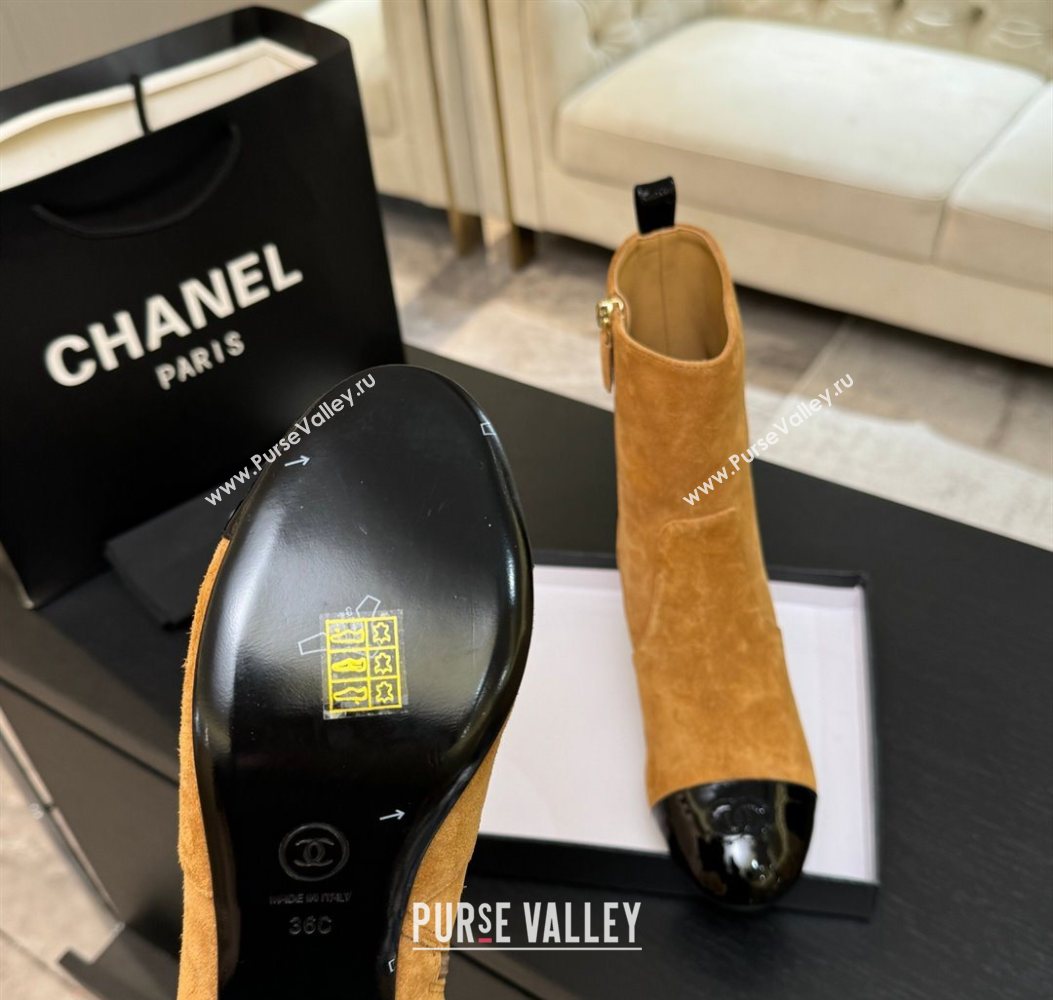 Chanel Suede Patent Leather Heel Ankle Boots 4.5cm Yellow 2025 G46789 (MD-251104018)