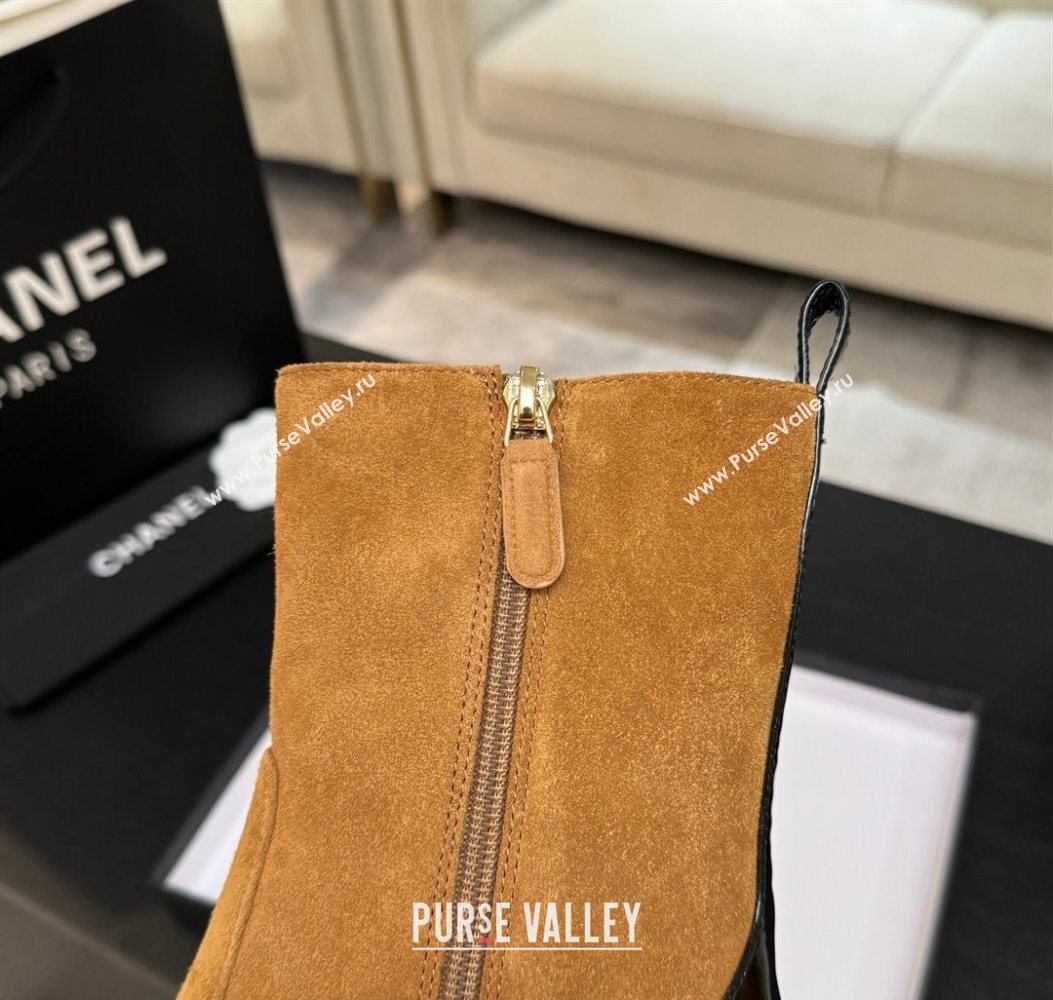 Chanel Suede Patent Leather Heel Ankle Boots 4.5cm Yellow 2025 G46789 (MD-251104018)