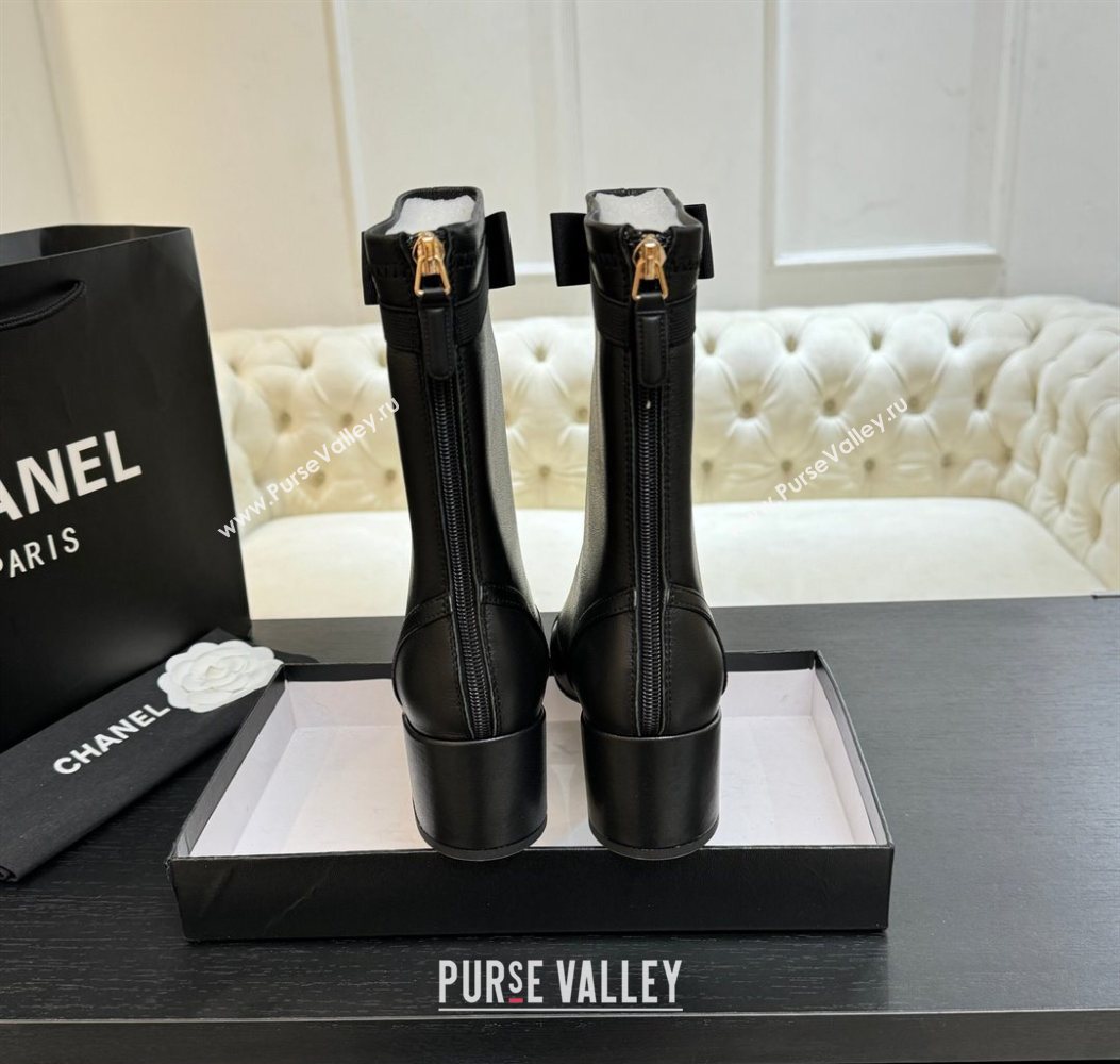 Chanel Stretch Lambskin Short Boots 5cm with Bow Black 2025 G46755 (MD-251104022)