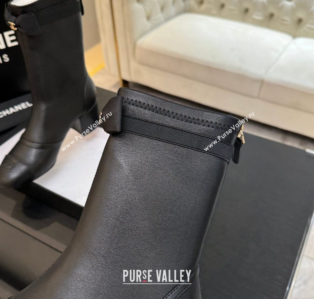 Chanel Stretch Lambskin Short Boots 5cm with Bow Black 2025 G46755 (MD-251104022)