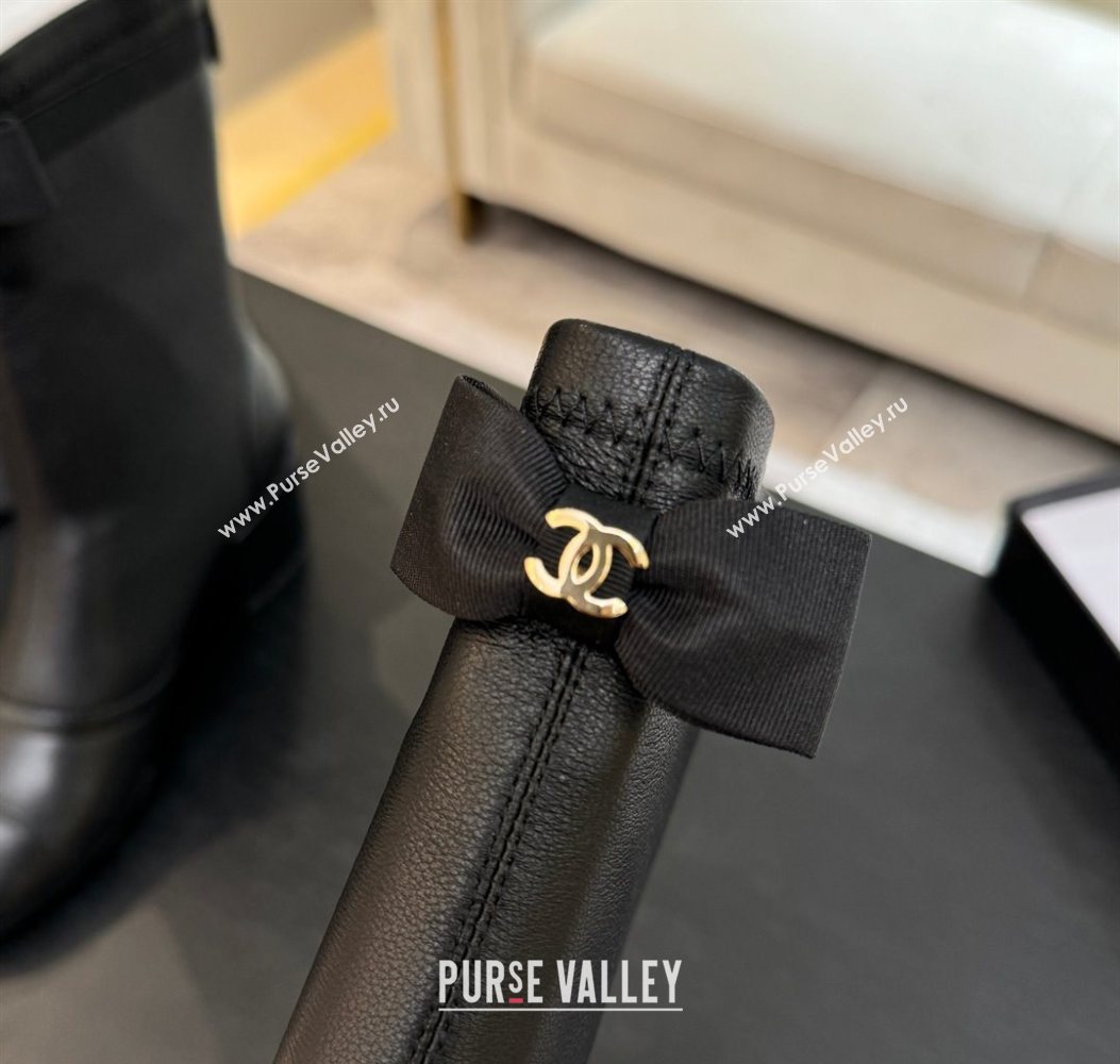 Chanel Stretch Lambskin Short Boots 5cm with Bow Black 2025 G46755 (MD-251104022)