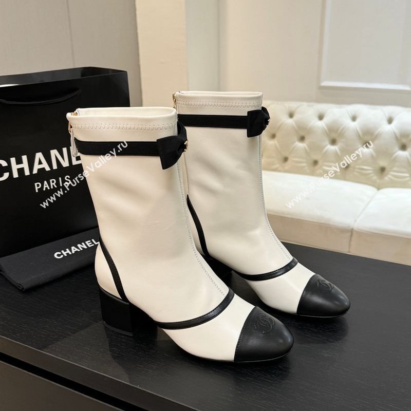 Chanel Stretch Lambskin Short Boots 5cm with Bow White 2025 G46755 (MD-251104024)