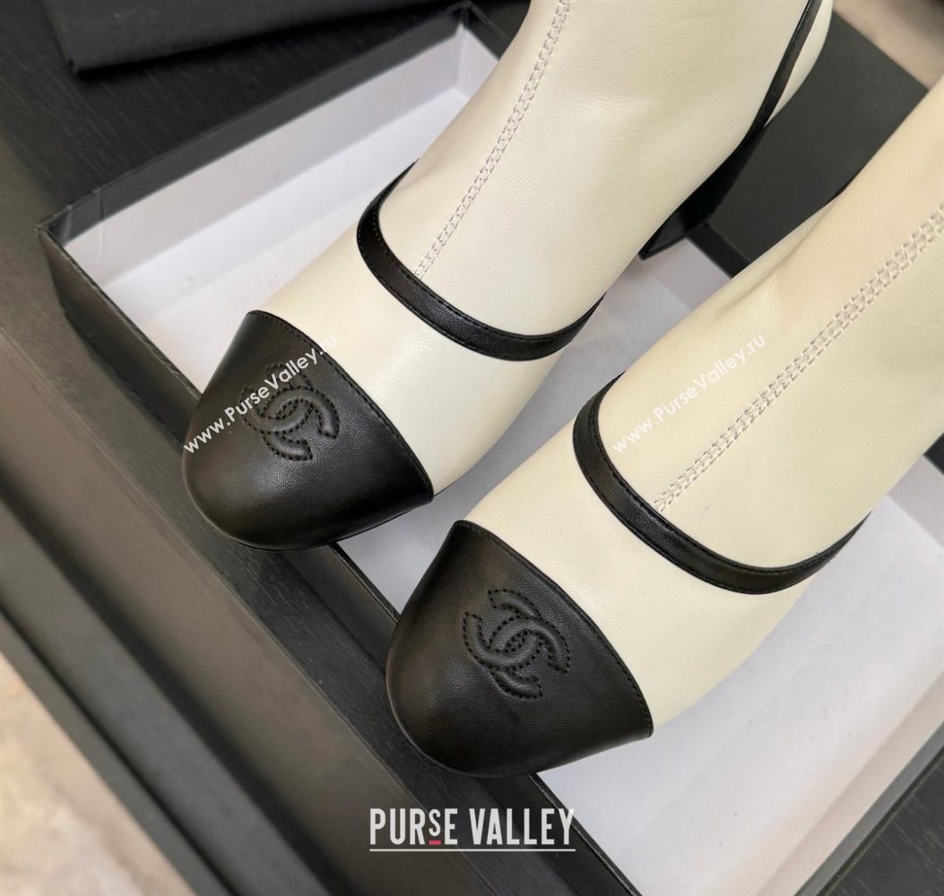 Chanel Stretch Lambskin Short Boots 5cm with Bow White 2025 G46755 (MD-251104024)