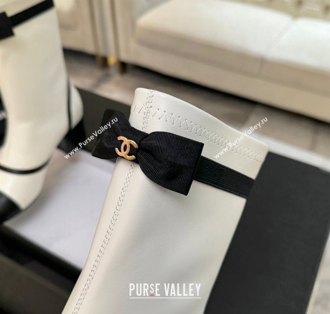 Chanel Stretch Lambskin Short Boots 5cm with Bow White 2025 G46755 (MD-251104024)