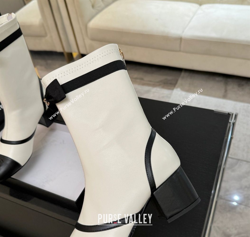 Chanel Stretch Lambskin Short Boots 5cm with Bow White 2025 G46755 (MD-251104024)
