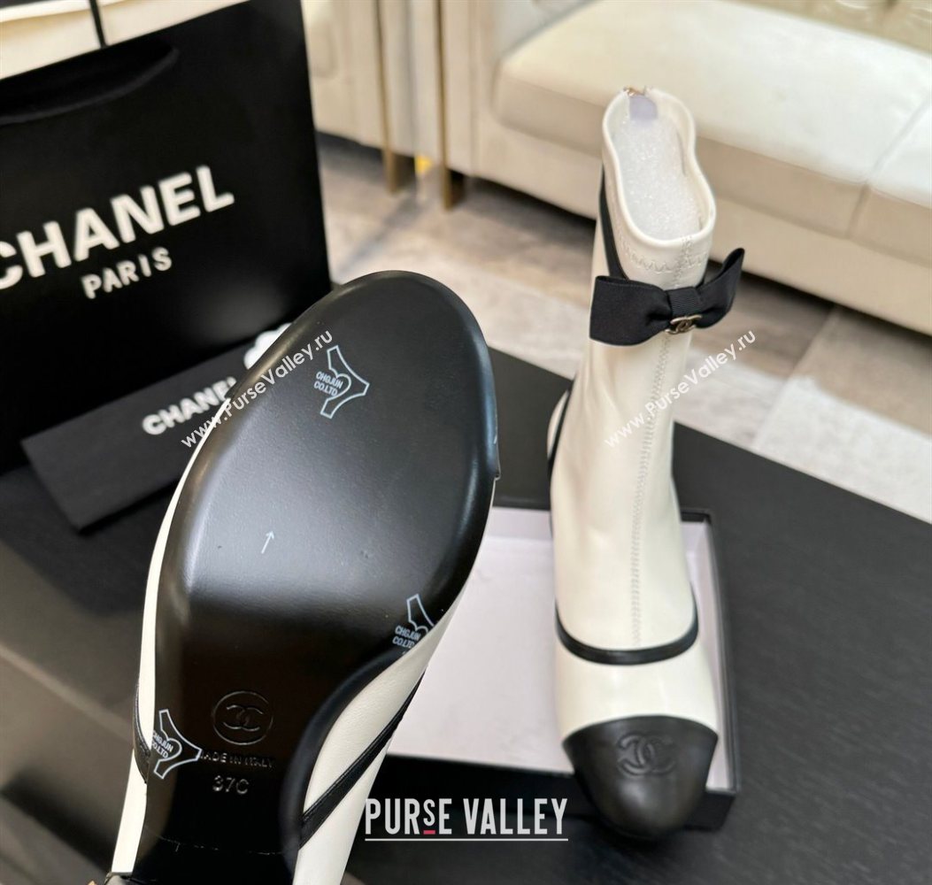Chanel Stretch Lambskin Short Boots 5cm with Bow White 2025 G46755 (MD-251104024)