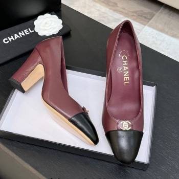 Chanel Lambskin Leather Pumps 9cm with CC Tag Burgundy 2025 G46441 2 (MD-251103013)