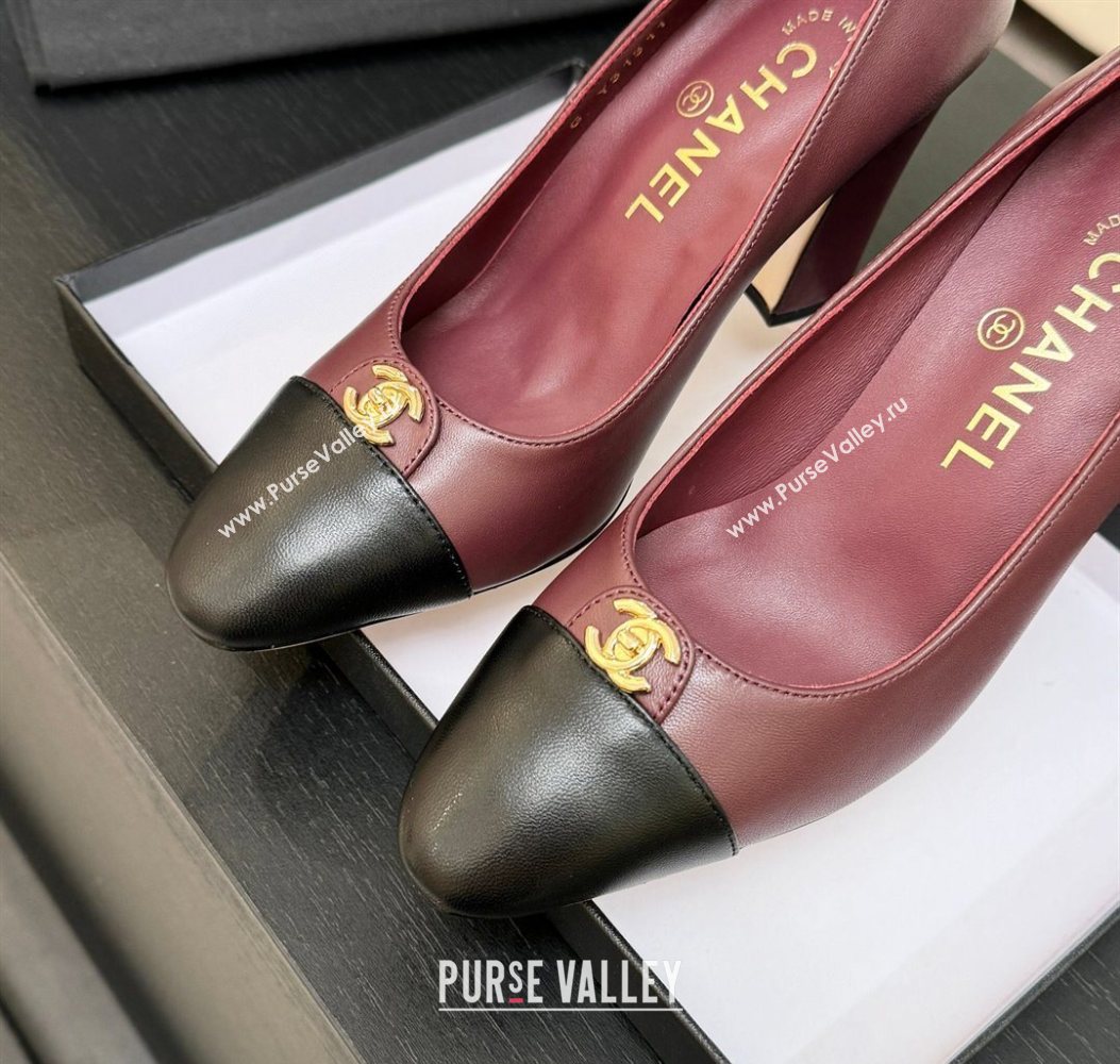 Chanel Lambskin Leather Pumps 9cm with CC Tag Burgundy 2025 G46441 2 (MD-251103013)