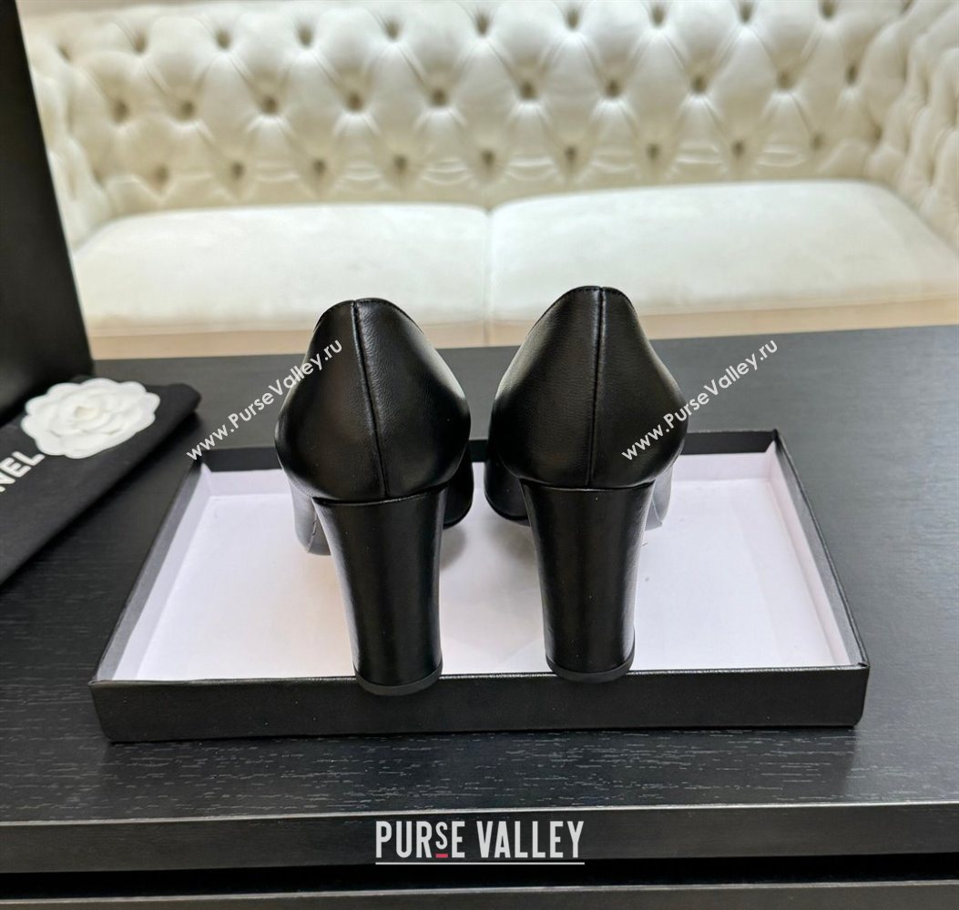 Chanel Lambskin Leather Pumps 9cm with CC Tag Black 2025 G46441 2 (MD-251103015)