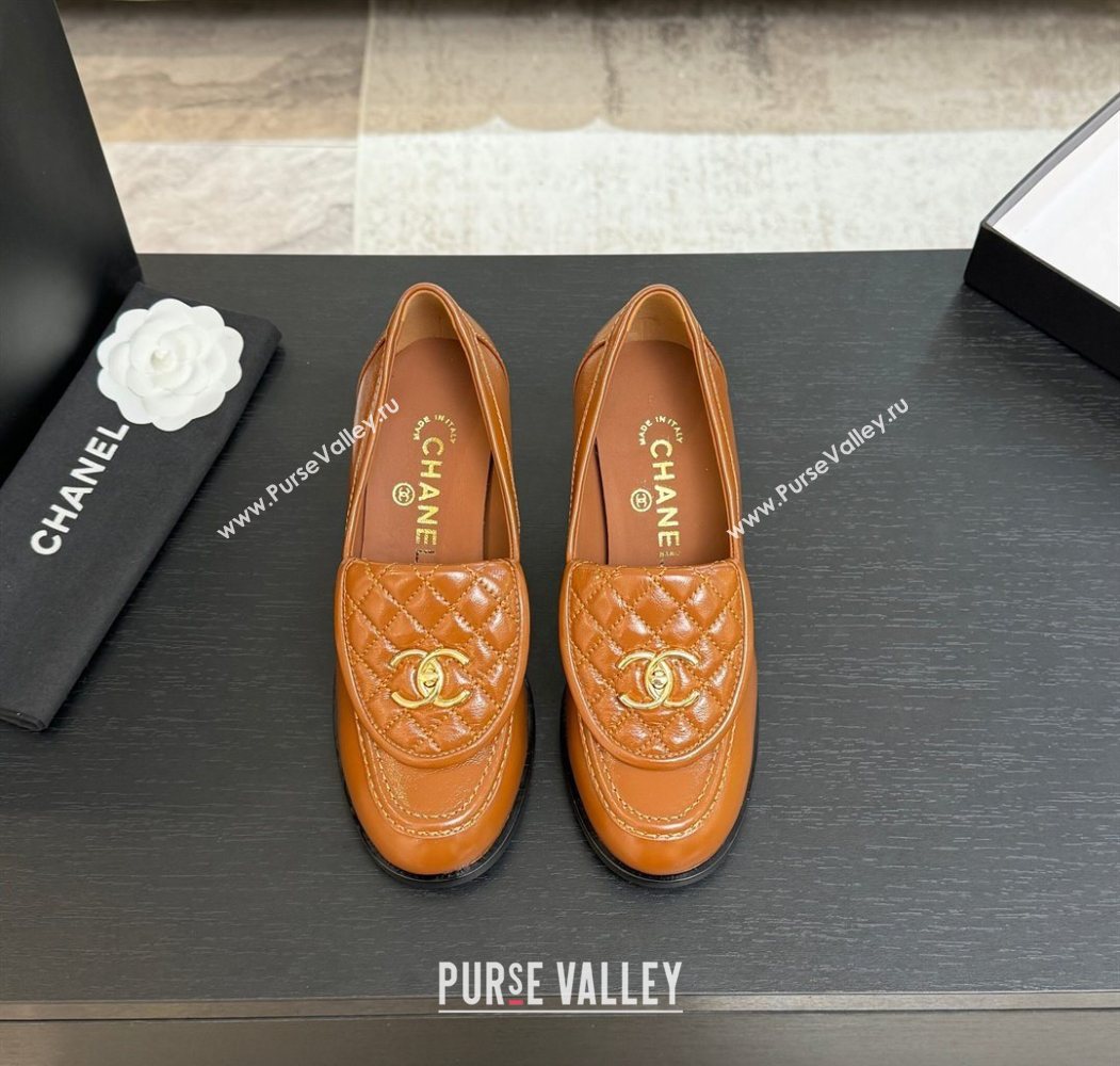 Chanel Lambskin Leather Pumps with CC Foldover Brown 2025 G46692 (MD-251031122)
