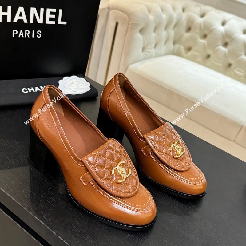 Chanel Lambskin Leather Pumps with CC Foldover Brown 2025 G46692 (MD-251031122)