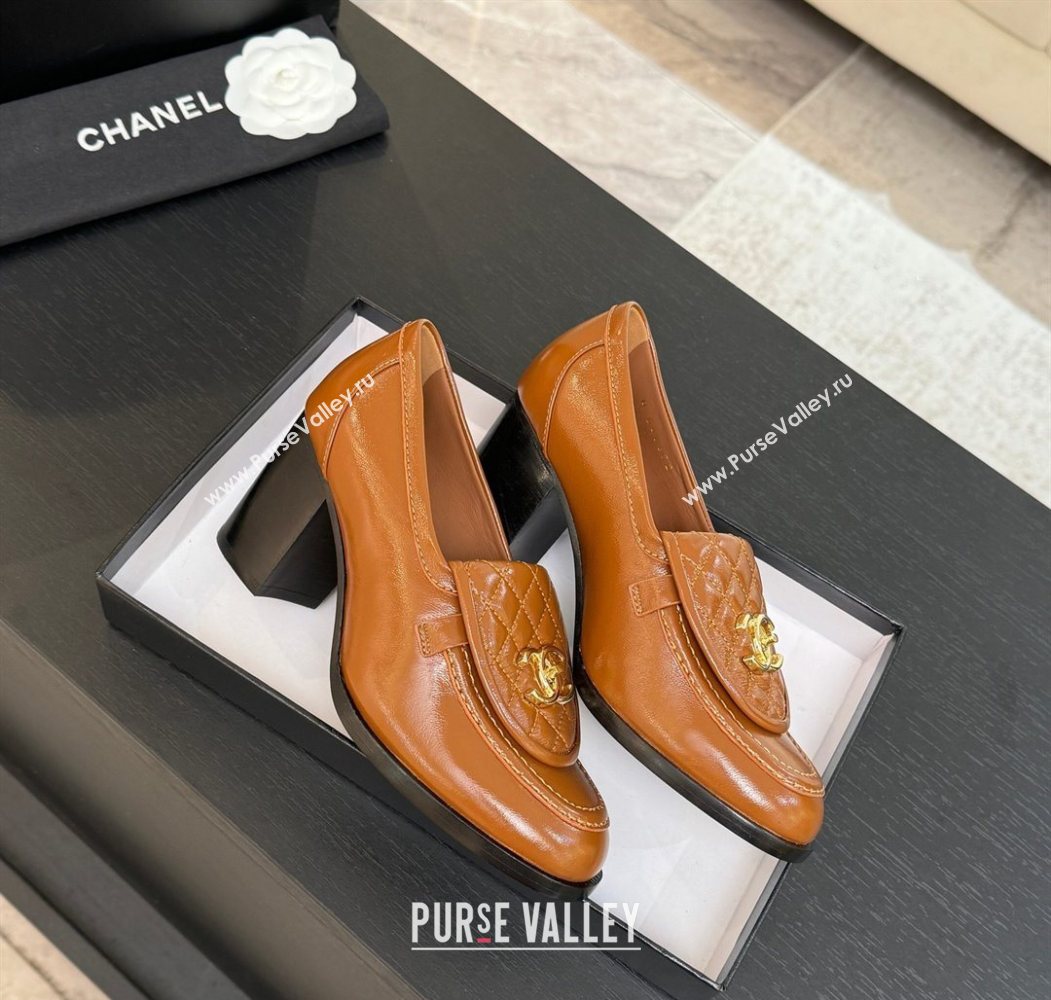 Chanel Lambskin Leather Pumps with CC Foldover Brown 2025 G46692 (MD-251031122)