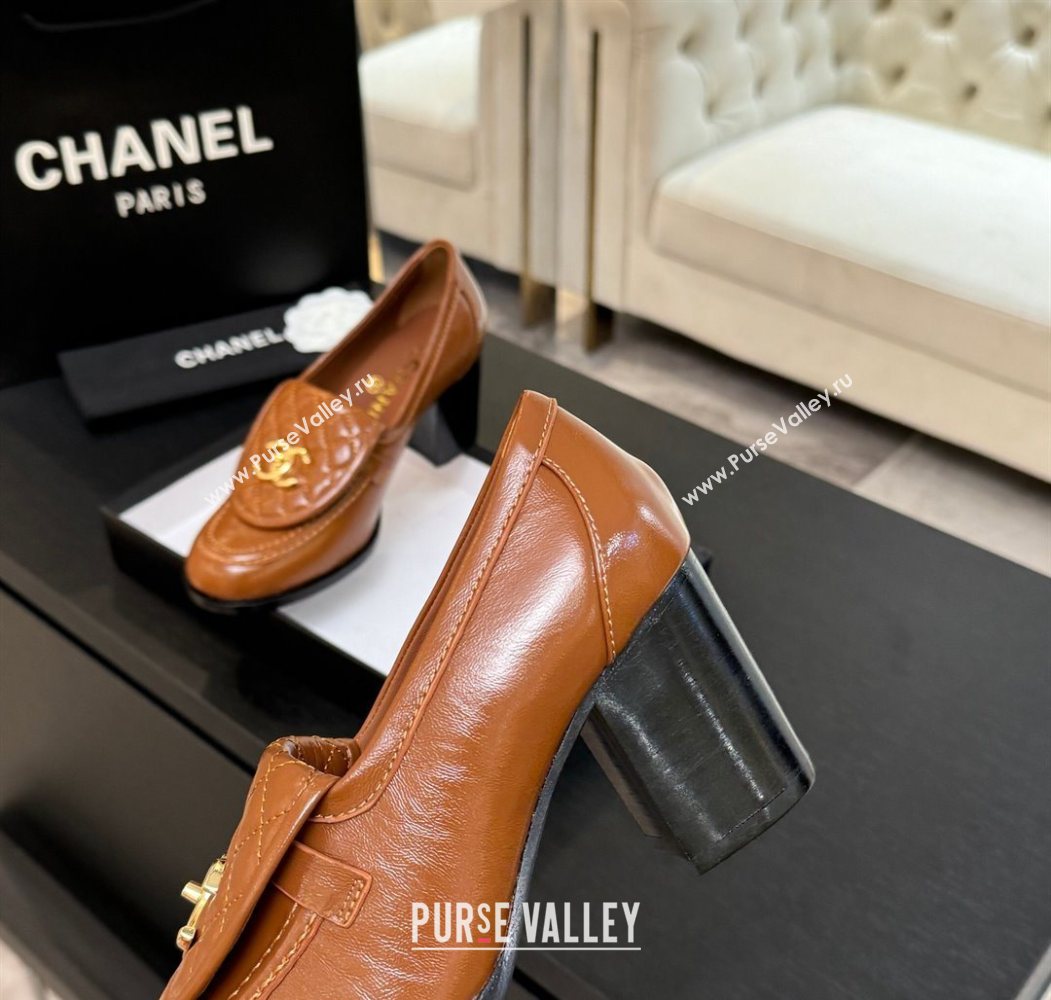 Chanel Lambskin Leather Pumps with CC Foldover Brown 2025 G46692 (MD-251031122)