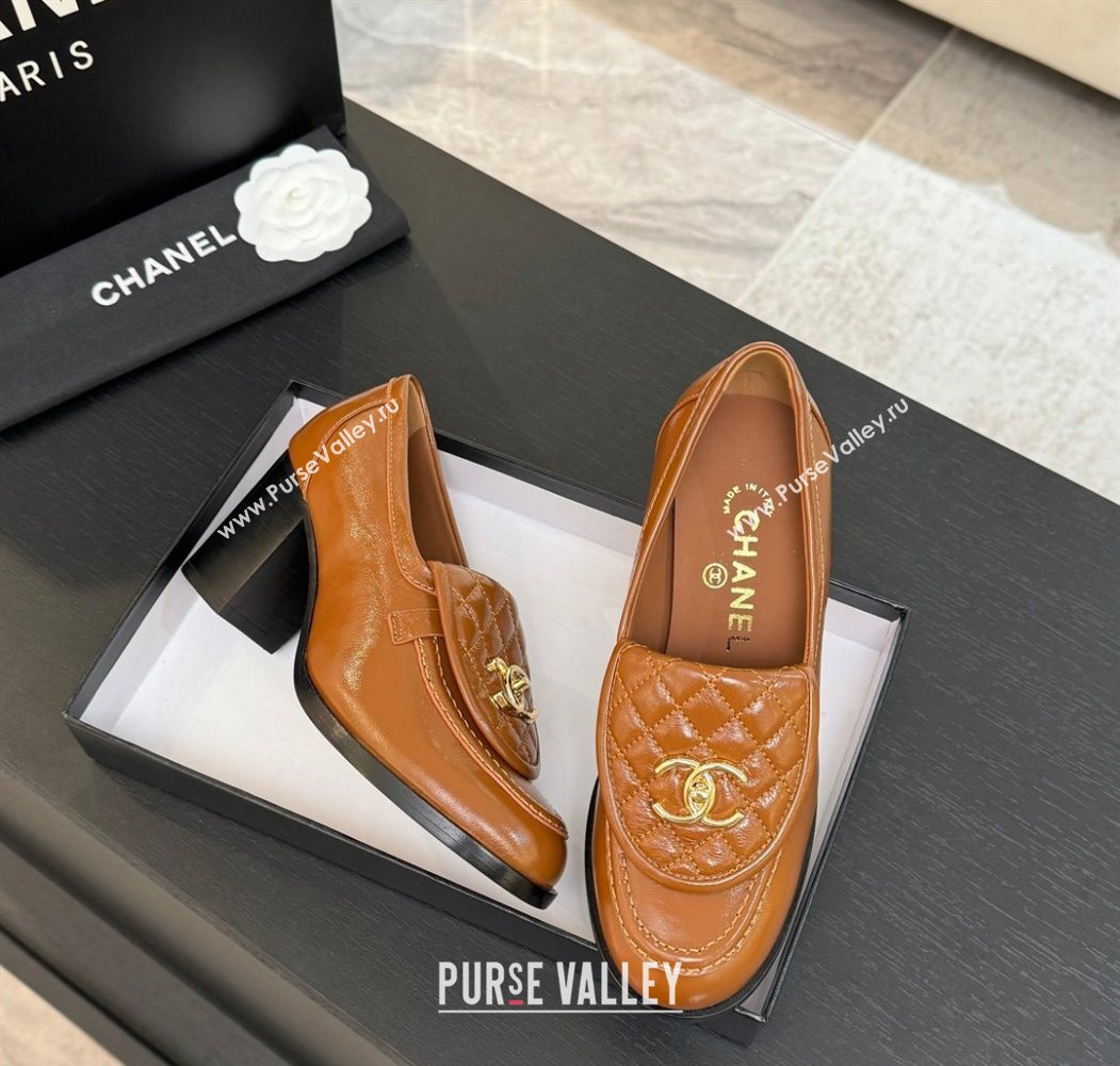 Chanel Lambskin Leather Pumps with CC Foldover Brown 2025 G46692 (MD-251031122)