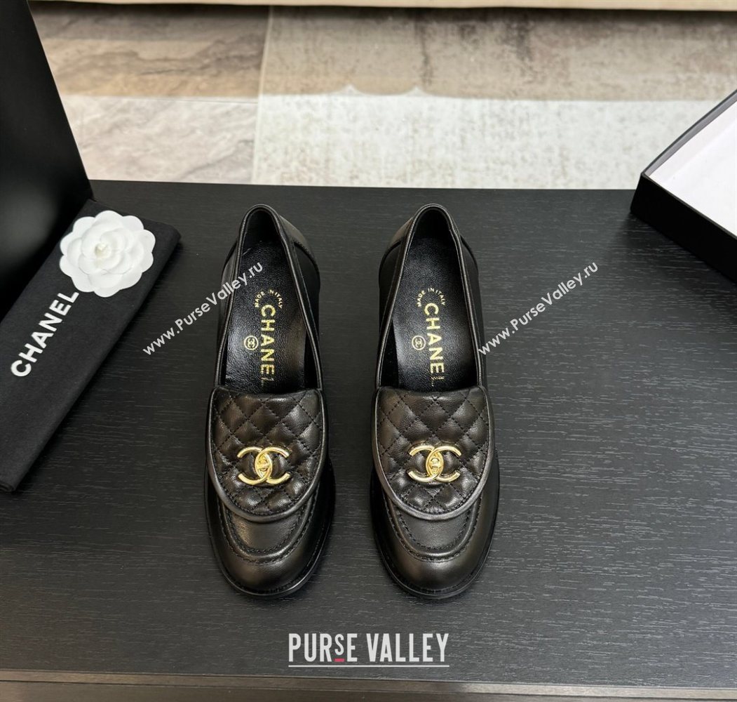 Chanel Lambskin Leather Pumps with CC Foldover Black 2025 G46692 (MD-251031123)