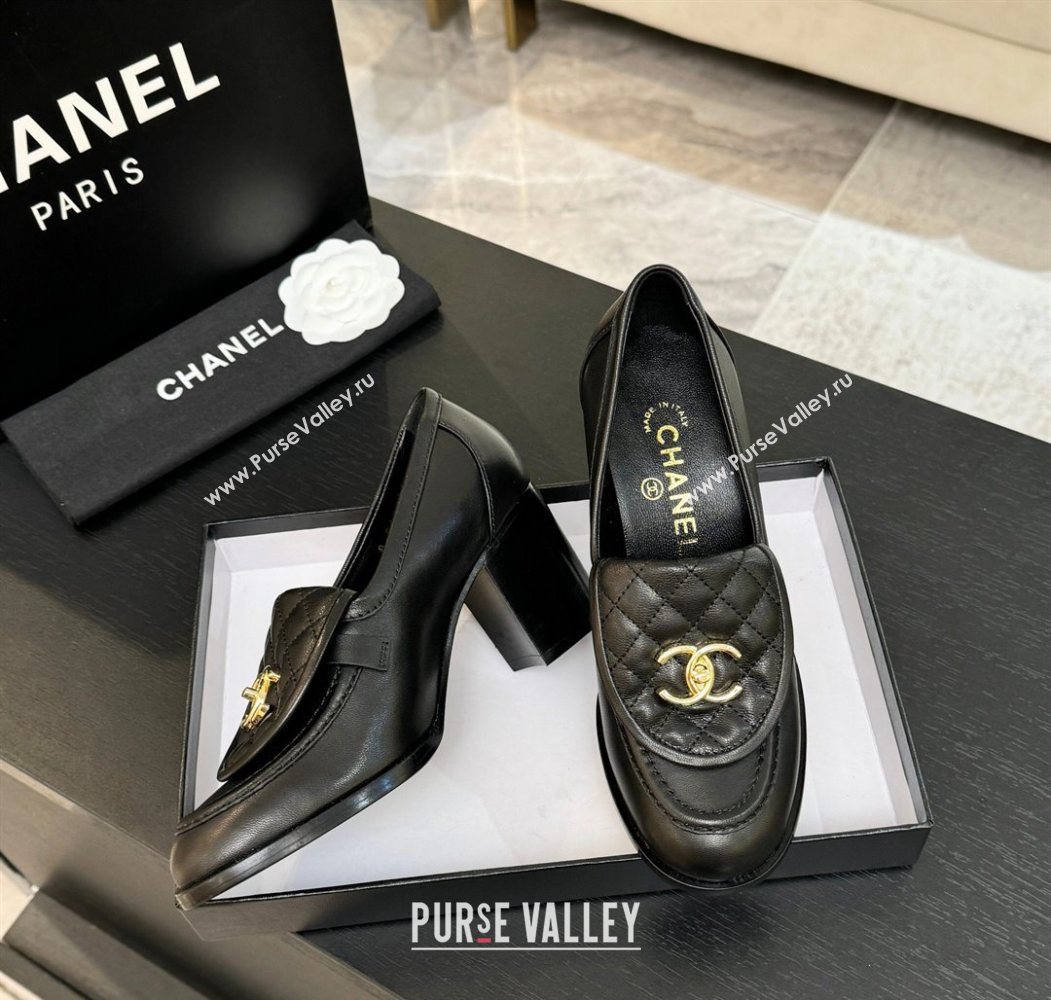 Chanel Lambskin Leather Pumps with CC Foldover Black 2025 G46692 (MD-251031123)