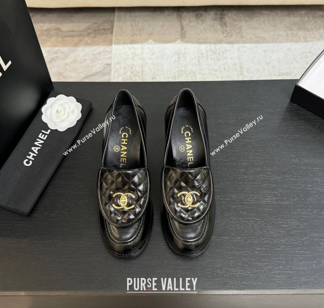 Chanel Shiny Lambskin Pumps with CC Foldover Black 2025 G46692 (MD-251031124)