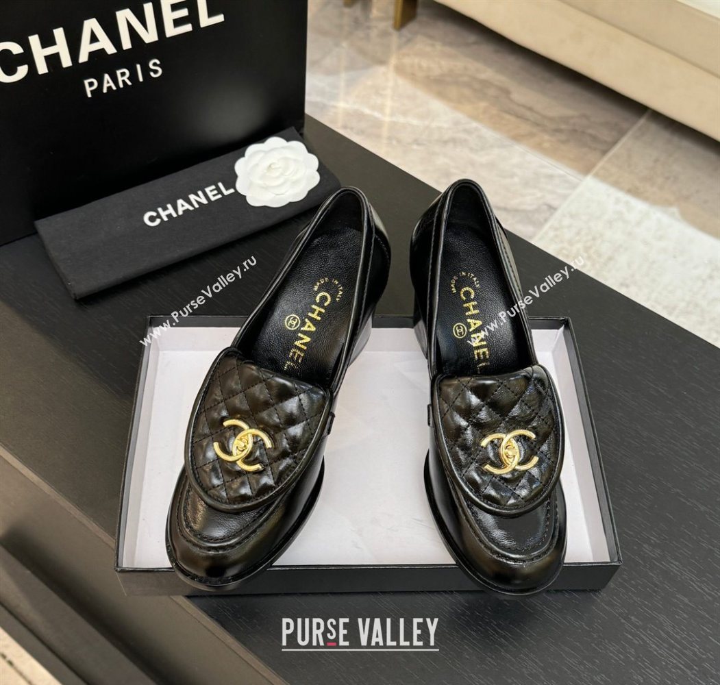 Chanel Shiny Lambskin Pumps with CC Foldover Black 2025 G46692 (MD-251031124)