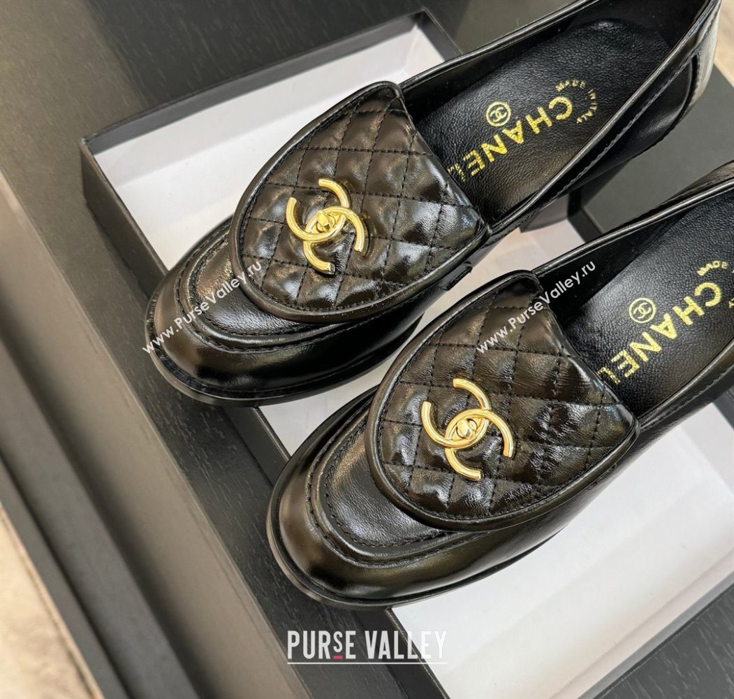 Chanel Shiny Lambskin Pumps with CC Foldover Black 2025 G46692 (MD-251031124)