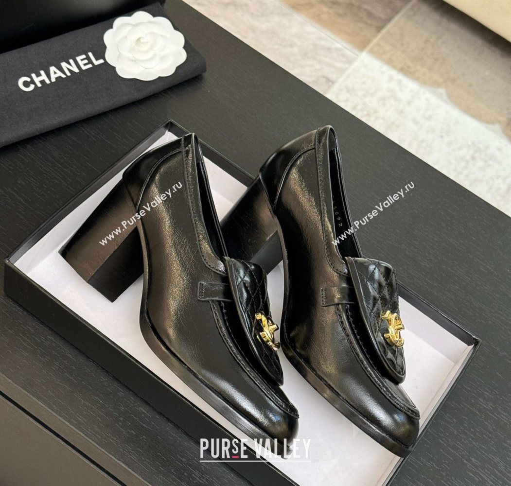 Chanel Shiny Lambskin Pumps with CC Foldover Black 2025 G46692 (MD-251031124)