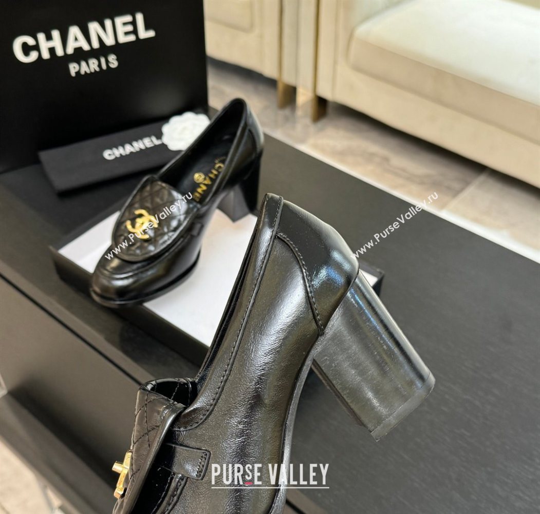 Chanel Shiny Lambskin Pumps with CC Foldover Black 2025 G46692 (MD-251031124)