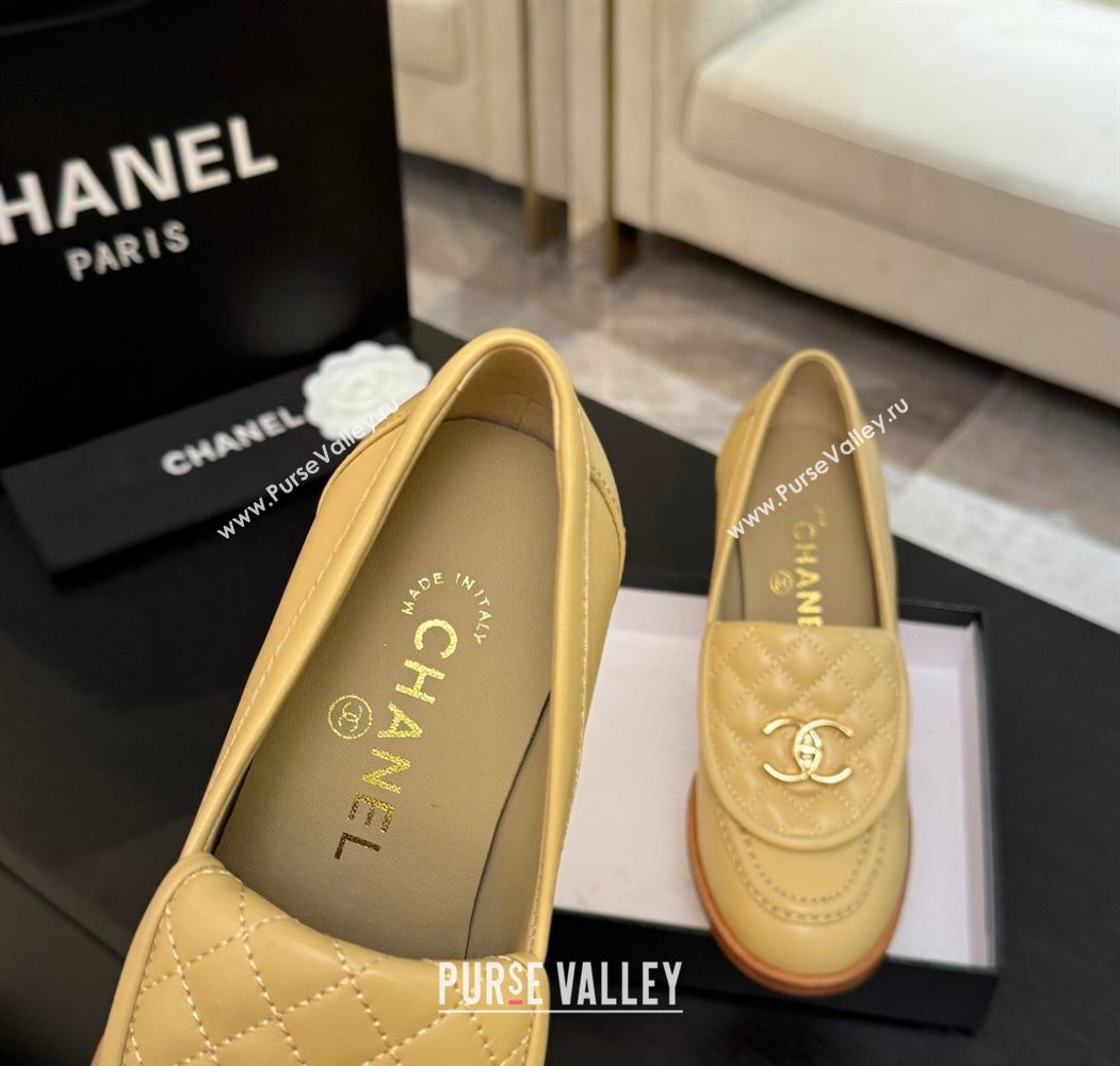 Chanel Lambskin Leather Pumps with CC Foldover Beige Yellow 2025 G46692 (MD-251031117)