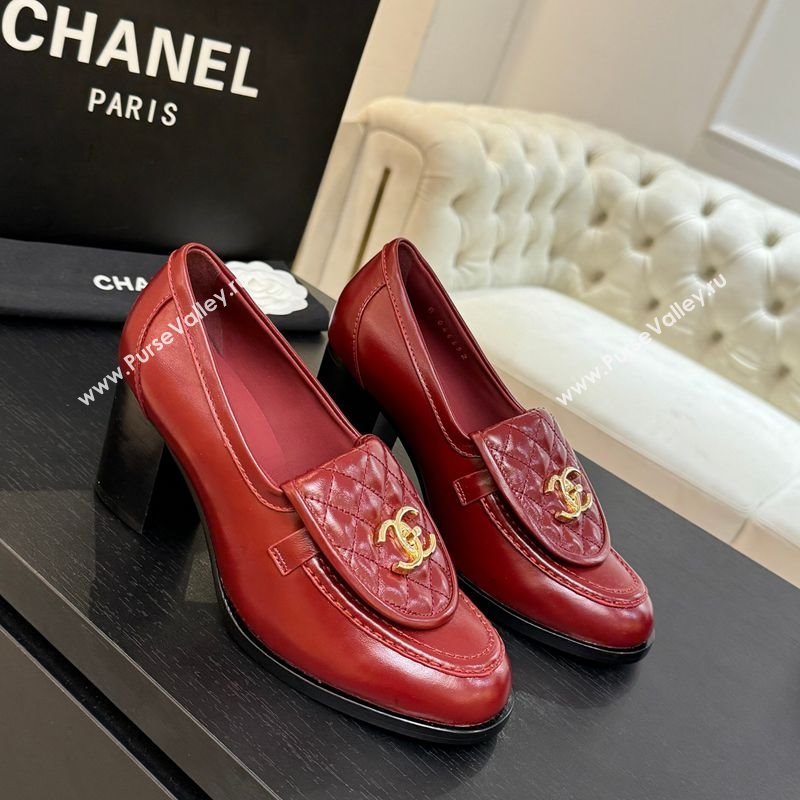 Chanel Shiny Lambskin Pumps with CC Foldover Red 2025 G46692 (MD-251031116)
