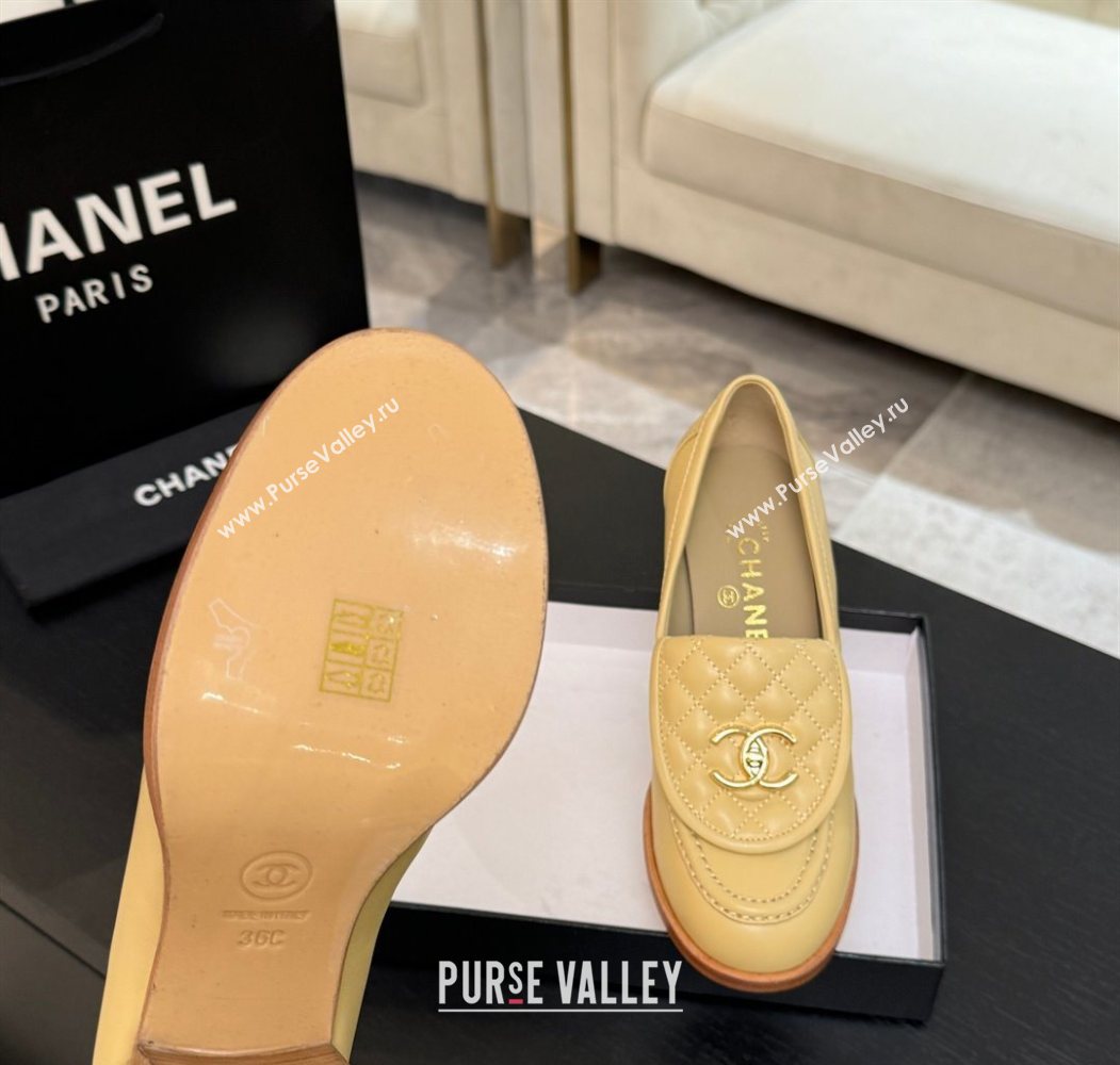 Chanel Lambskin Leather Pumps with CC Foldover Beige Yellow 2025 G46692 (MD-251031117)