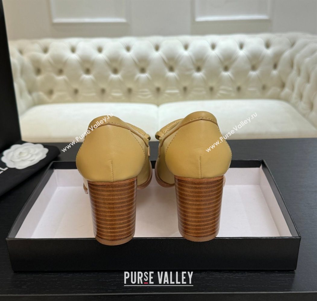 Chanel Lambskin Leather Pumps with CC Foldover Beige Yellow 2025 G46692 (MD-251031117)
