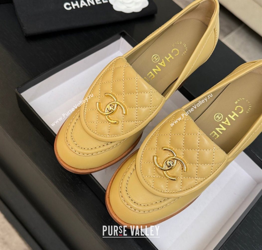 Chanel Lambskin Leather Pumps with CC Foldover Beige Yellow 2025 G46692 (MD-251031117)