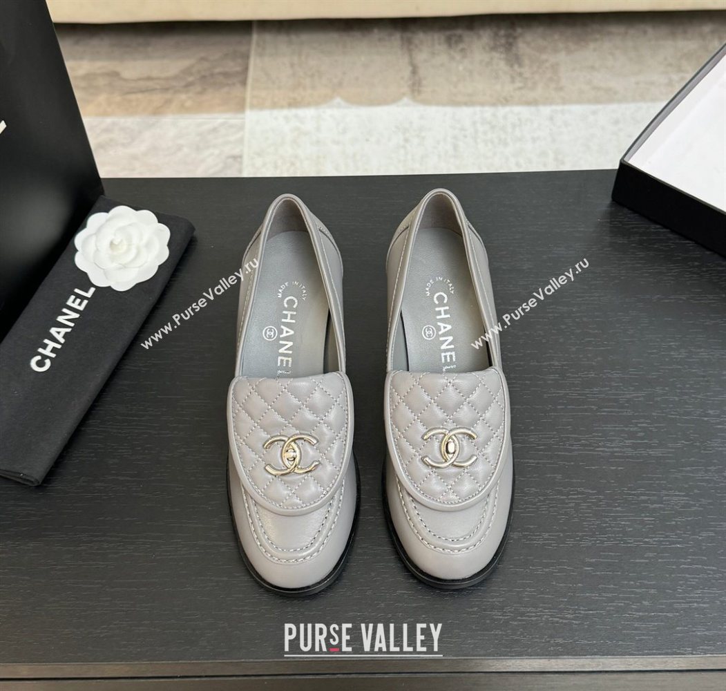Chanel Lambskin Leather Pumps with CC Foldover Light Grey 2025 G46692 (MD-251031118)