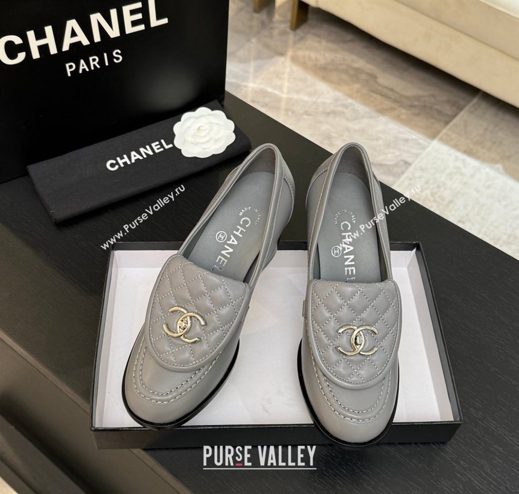Chanel Lambskin Leather Pumps with CC Foldover Light Grey 2025 G46692 (MD-251031118)