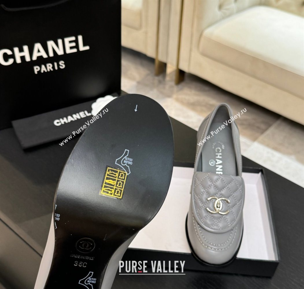 Chanel Lambskin Leather Pumps with CC Foldover Light Grey 2025 G46692 (MD-251031118)